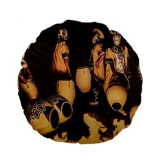 Candombe Drummers Warming Drums Standard 15  Premium Flano Round Cushions by dflcprintsclothing