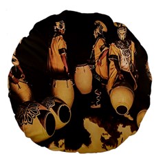 Candombe Drummers Warming Drums Large 18  Premium Flano Round Cushions by dflcprintsclothing