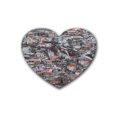 Metsovo Aerial Cityscape, Greece Rubber Heart Coaster (4 Pack) by dflcprintsclothing