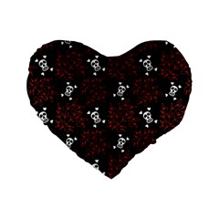 Red Skulls Standard 16  Premium Flano Heart Shape Cushions by Sparkle