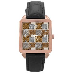 Animal Skin Pattern Rose Gold Leather Watch  by Sparkle