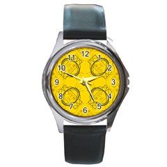 Abstract Pattern Geometric Backgrounds   Round Metal Watch by Eskimos