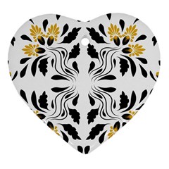 Folk Flowers Print Floral Pattern Ethnic Art Heart Ornament (two Sides) by Eskimos