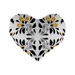 Folk Flowers Print Floral Pattern Ethnic Art Standard 16  Premium Flano Heart Shape Cushions by Eskimos