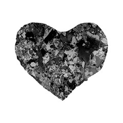 Black And White Debris Texture Print Standard 16  Premium Heart Shape Cushions by dflcprintsclothing