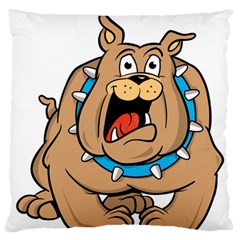 Bulldog-cartoon-illustration-11650862 Large Flano Cushion Case (one Side) by jellybeansanddinosaurs