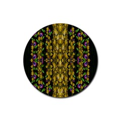 Fanciful Fantasy Flower Forest Rubber Coaster (round) by pepitasart