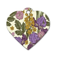 Spring Floral Dog Tag Heart (one Side) by Sparkle