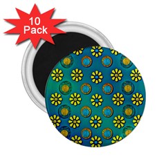 Yellow And Blue Proud Blooming Flowers 2 25  Magnets (10 Pack)  by pepitasart