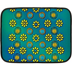 Yellow And Blue Proud Blooming Flowers Fleece Blanket (mini) by pepitasart