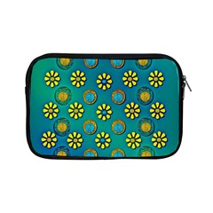 Yellow And Blue Proud Blooming Flowers Apple Ipad Mini Zipper Cases by pepitasart