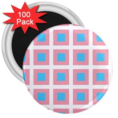 Trans Flag Squared Plaid 3  Magnets (100 Pack) by WetdryvacsLair