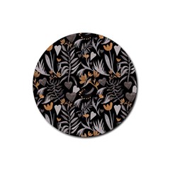   Plants And Hearts In Boho Style No  2 Rubber Round Coaster (4 Pack) by HWDesign