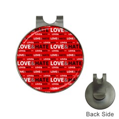 Love And Hate Typographic Design Pattern Hat Clips With Golf Markers by dflcprintsclothing