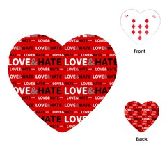 Love And Hate Typographic Design Pattern Playing Cards Single Design (heart) by dflcprintsclothing
