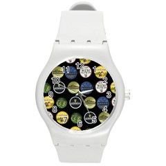 Beer Brands Logo Pattern Round Plastic Sport Watch (m) by dflcprintsclothing