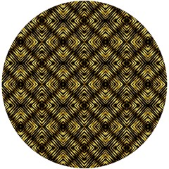 Tiled Mozaic Pattern, Gold And Black Color Symetric Design Uv Print Round Tile Coaster by Casemiro