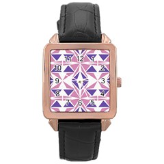 Abstract Pattern Geometric Backgrounds  Rose Gold Leather Watch  by Eskimos