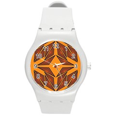 Abstract Pattern Geometric Backgrounds  Round Plastic Sport Watch (m) by Eskimos