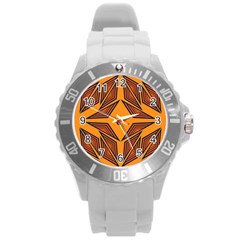 Abstract Pattern Geometric Backgrounds  Round Plastic Sport Watch (l) by Eskimos