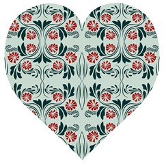 Folk Flowers Print Floral Pattern Ethnic Art Wooden Puzzle Heart by Eskimos