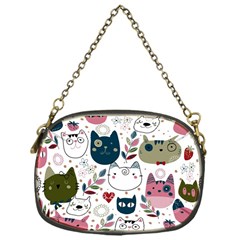 Pattern With Cute Cat Heads Chain Purse (one Side) by Jancukart