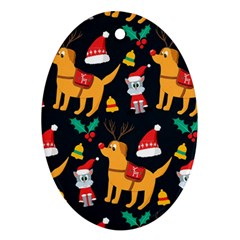 Funny Christmas Pattern Background Ornament (oval)