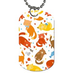 Seamless Pattern With Kittens White Background Dog Tag (one Side) by Jancukart