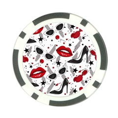 Red Lips Black Heels Pattern Poker Chip Card Guard by Jancukart