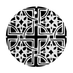 Black And White Geometric Geometry Pattern Ornament (round)