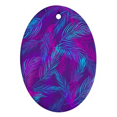 Leaf-pattern-with-neon-purple-background Ornament (oval)