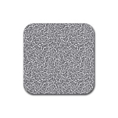 Black And White Hello Text Motif Random Pattern Rubber Coaster (square) by dflcprintsclothing