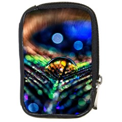 Peacock Feather Drop Compact Camera Leather Case by artworkshop