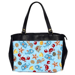 Seamless-pattern-funny-marine-animals-cartoon Oversize Office Handbag (2 Sides) by Jancukart