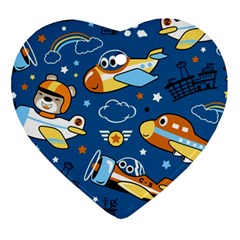 Seamless-pattern-with-nice-planes-cartoon Ornament (heart) by Jancukart