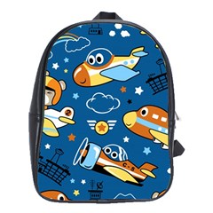 Seamless-pattern-with-nice-planes-cartoon School Bag (xl) by Jancukart