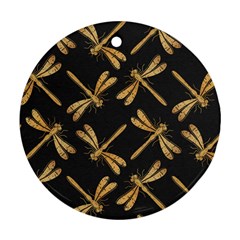 Golden-dragonfly-seamless-pattern-textile-design-wallpaper-wrapping-paper-scrapbooking Ornament (round)