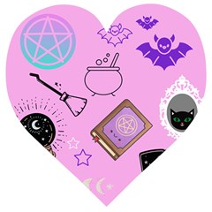 Pastel Goth Witch Pink Wooden Puzzle Heart by InPlainSightStyle