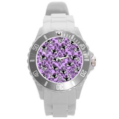Purple Bats Round Plastic Sport Watch (l) by InPlainSightStyle
