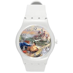 Beauty And The Beast Castle Round Plastic Sport Watch (m) by artworkshop