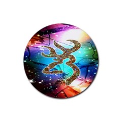 Browning Deer Glitter Galaxy Rubber Round Coaster (4 Pack) by artworkshop