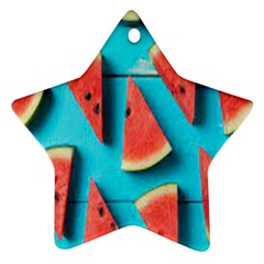 Watermelon Blue Background Star Ornament (two Sides) by artworkshop