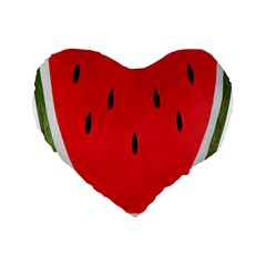Watermelon Pillow Fluffy Standard 16  Premium Flano Heart Shape Cushions by artworkshop