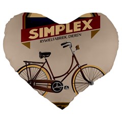 Simplex Bike 001 Design By Trijava Large 19  Premium Flano Heart Shape Cushions by nate14shop