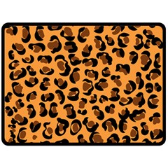 Orange Leopard Jaguar Dots Fleece Blanket (large)  by ConteMonfrey