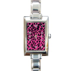 Leopard Print Jaguar Dots Pink Neon Rectangle Italian Charm Watch by ConteMonfrey