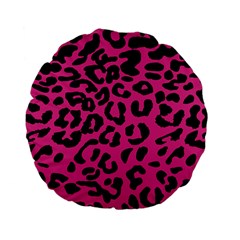 Leopard Print Jaguar Dots Pink Neon Standard 15  Premium Flano Round Cushions by ConteMonfrey