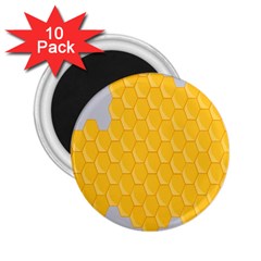 Hexagons Yellow Honeycomb Hive Bee Hive Pattern 2 25  Magnets (10 Pack)  by artworkshop