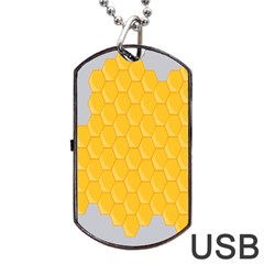 Hexagons Yellow Honeycomb Hive Bee Hive Pattern Dog Tag Usb Flash (one Side) by artworkshop