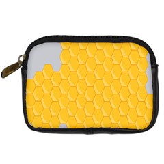 Hexagons Yellow Honeycomb Hive Bee Hive Pattern Digital Camera Leather Case by artworkshop
